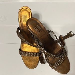 Pelle Moda heels. Brown. Strappy. Reinstones.